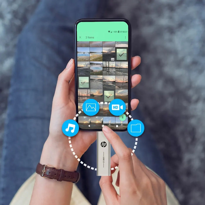 HP 2 In 1 USB Flash Drive 64gb / 128gb / 256gb Dual Use For Computer Mobile USB 3.2