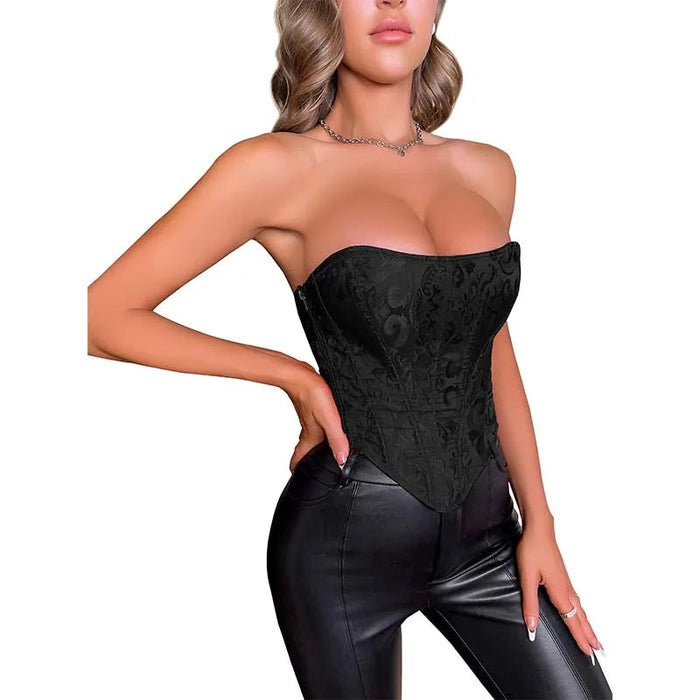 Summer Jacquard Lace Up Boned Corset Plus Size S-6Xl Zip Closure