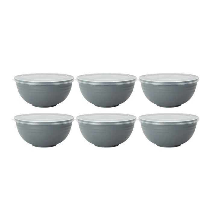 2 / 4 / 6 Piece Reusable Gray Plastic Bowls With Lids