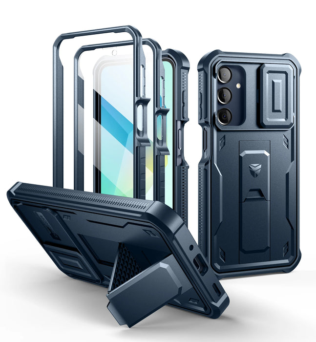 For Samsung Galaxy A16-5G Heavy Duty Military Grade Protection Shockproof Case With Bulit-In Magnetic Slide Camera Case