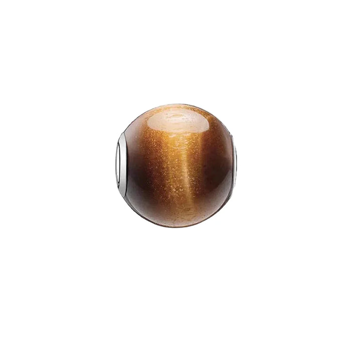 925 Sterling Silver Tiger Eye Bead Charm Karma European Accessory