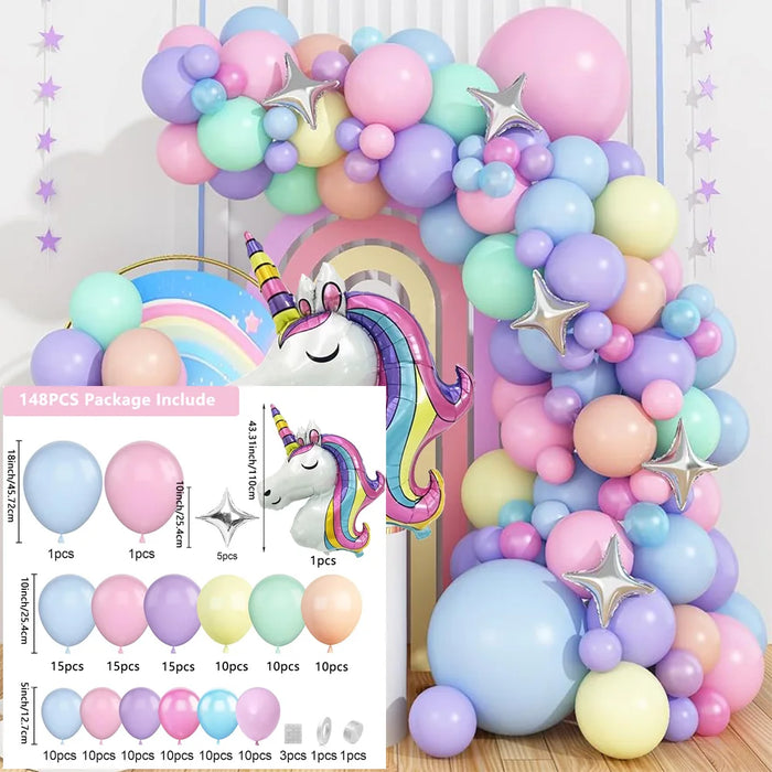 148Pcs Unicorn Balloon Arch Flower Ring Set For Wedding Shower Unicorn Birthday Party Decoration
