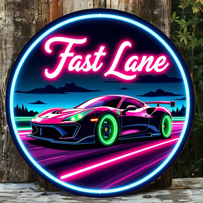 Retro Neon Car Sign Vibrant Wall Decor For Bar & Cafe