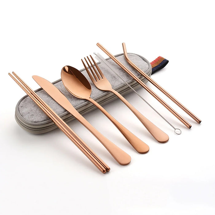 8 Piece Portable Cutlery Set For Outdoor Picnics Travel And Students