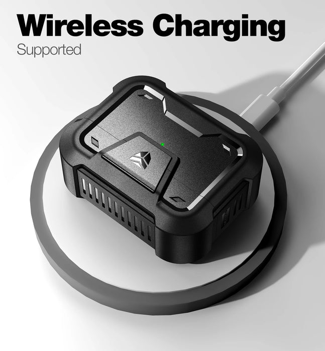 For Apple Airpods Pro Full-Body Rugged Protective Case With Secure Lock Keychain Design