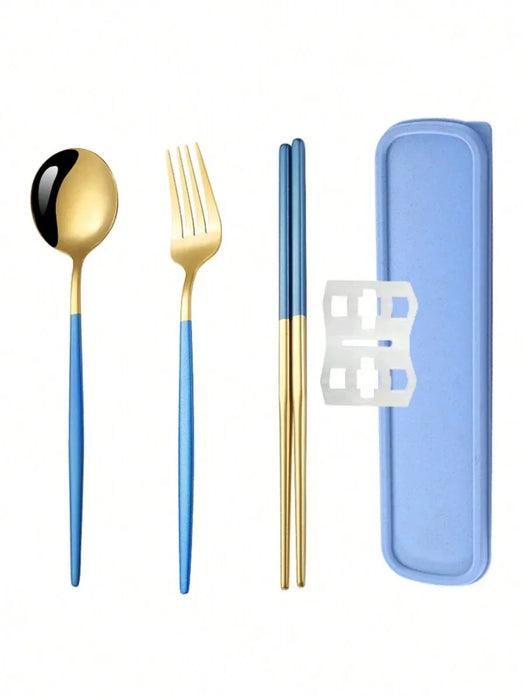 3 Piece Stainless Steel Cutlery Set With Storage Box Perfect For School Or Picnics