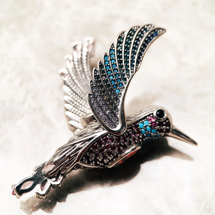 925 Sterling Silver Vibrant Hummingbird Pendants Autumn Fine Jewelry In Boho Gift For Her