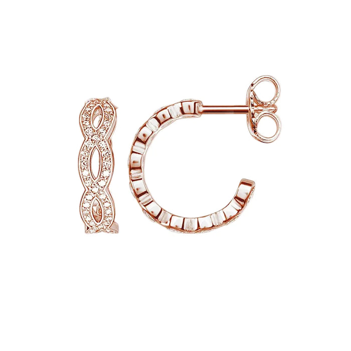 925 Sterling Silver Rose Gold Infinity Love Hoop Earrings Romantic Gift For Women