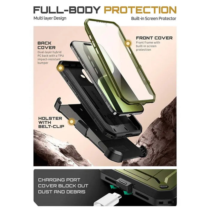 For Iphone 17 6.3 Inch 2025 Ub Pro Full-Body Heavy Duty Rugged Phone Case With Built-In Screen Protector