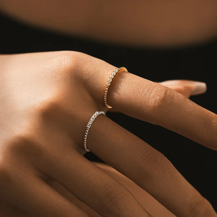 925 Sterling Silver Sparkling Moissanite Eternity Bandstackable Ring For Women