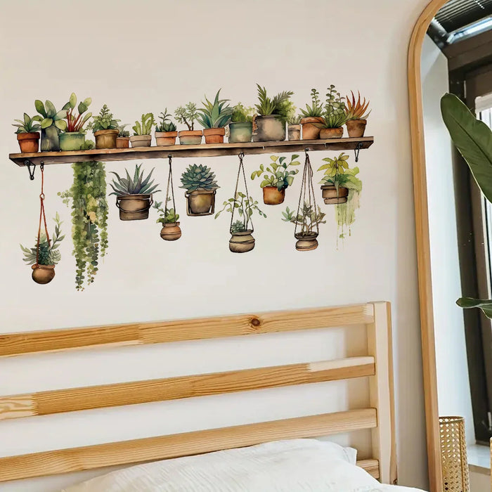 Flower Shelf Wall Stickers For Home Decor And Kids Room Decoration