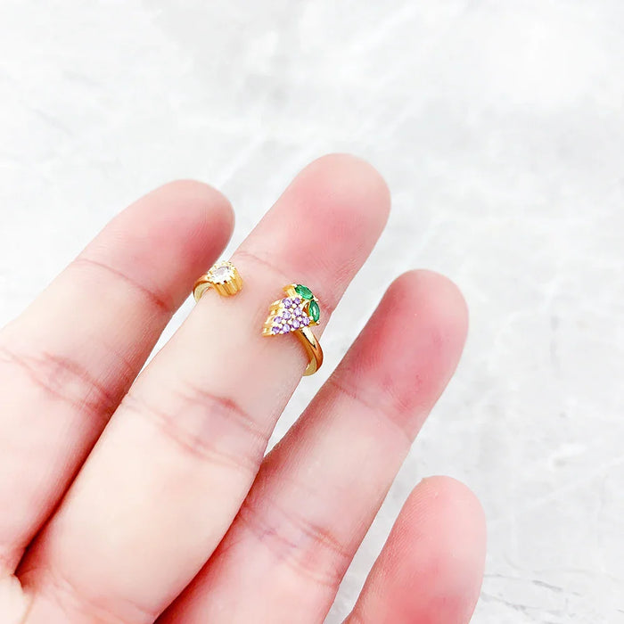 925 Sterling Silver Gold Grape Ring Sweet & Stylish For Women