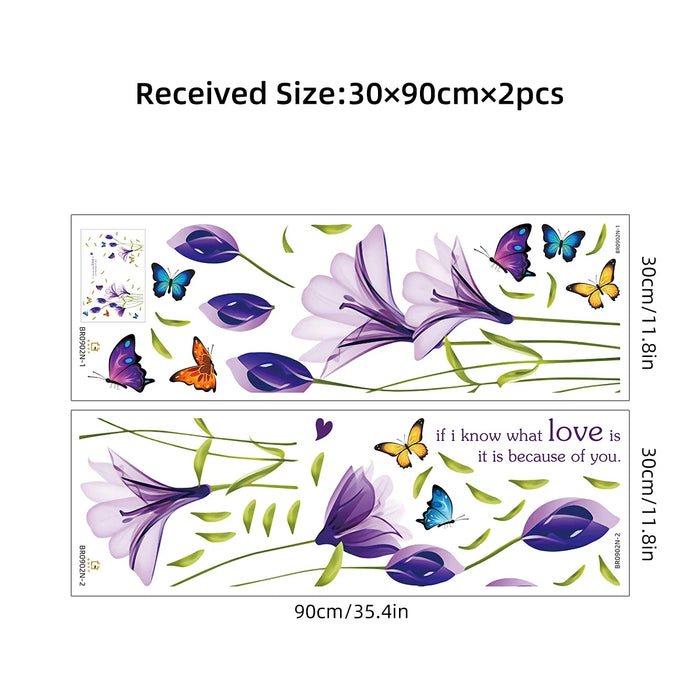 Watercolour Flower Butterfly Wall Stickers 2Pc Set