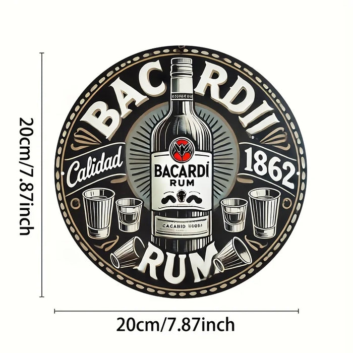 Vintage-Style 2D Aluminum Sign Bacardi Rum Design Durable Metal