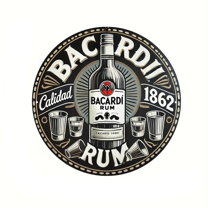 Vintage-Style 2D Aluminum Sign Bacardi Rum Design Durable Metal