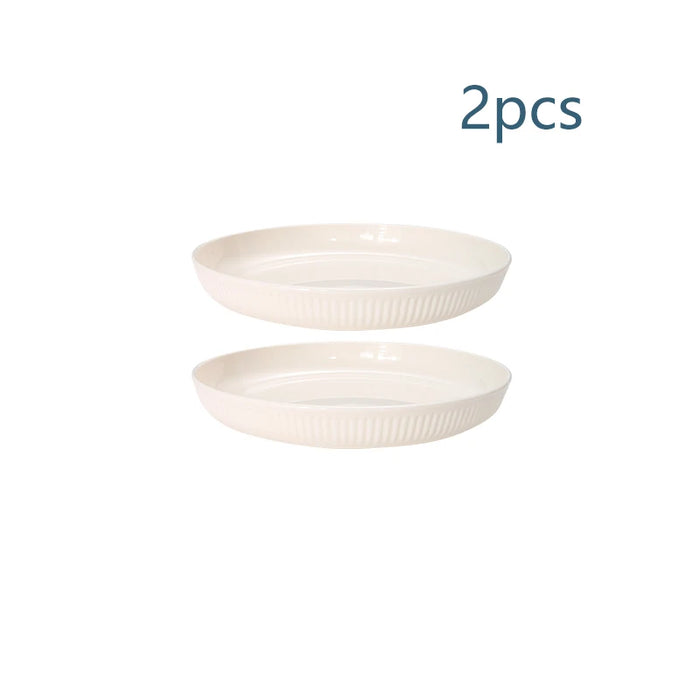 2 / 4 / 6 Piece Reusable Beige Plastic Plates
