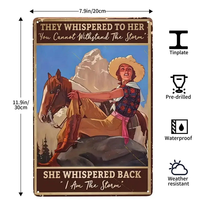 Happy Life Girl With Horse Retro Sign For Bar Or Cafe Wall Decor