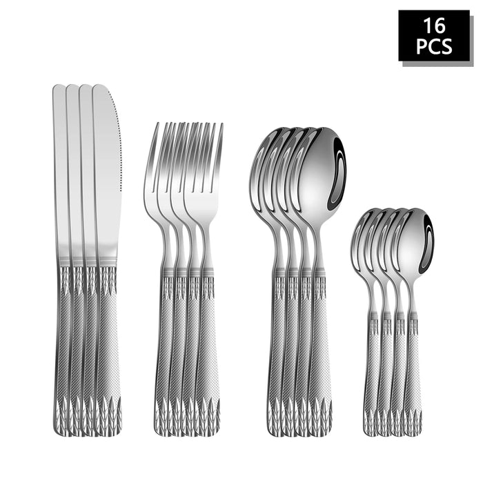 4 / 6 / 16 / 24 Piece Stainless Steel Wheat Ear Cutlery Set