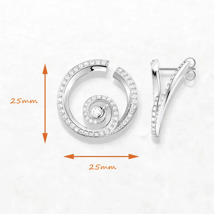 925 Sterling Silver Round Wave Stud Earrings