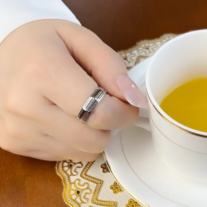 925 Sterling Silver Angular Nine Cornered Band Ring Ethnic Fine Jewelry For Women & Men Autumn