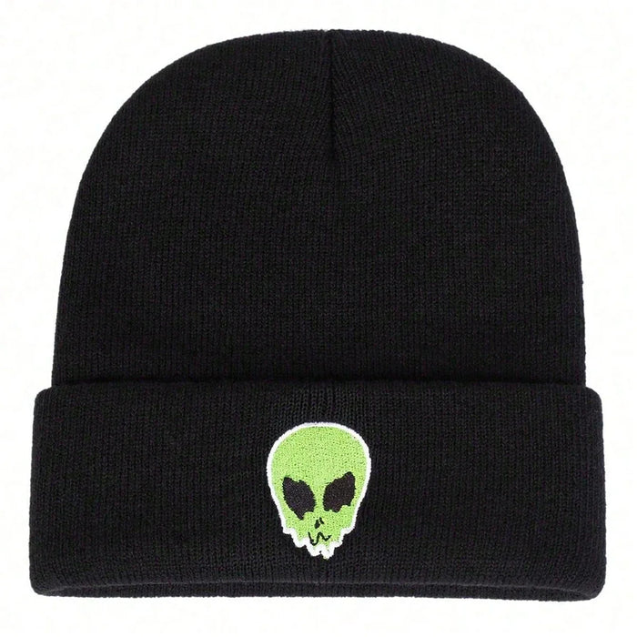 Alien Embroidery Beanie Unisex Winter Knit Hat For Hip Hop Style