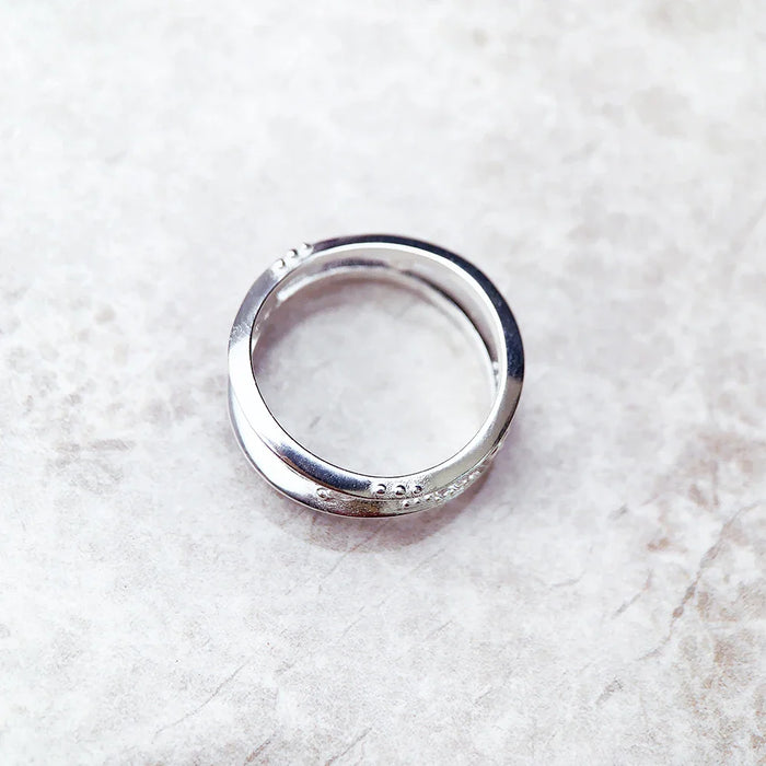 925 Sterling Silver Wave Ring With White Stones Trend Fine Jewelry For Women