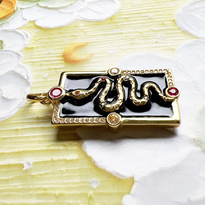 925 Sterling Silver Bohemian Snake Talisman Pendant Yellow Gold Plated Fine Jewelry Accessory For Women