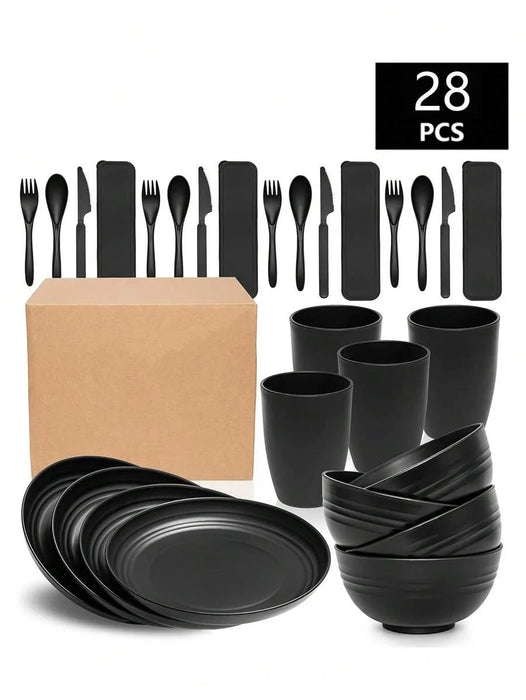 7 / 28 Piece Reusable Plastic Tableware Set For Home Parties