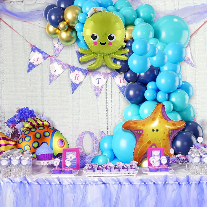 136Pcs Marine Themed Balloon Arch Kit Perfect For Birthday Parties Summer Parties Swimming Pool Decoration Balloon Supplies