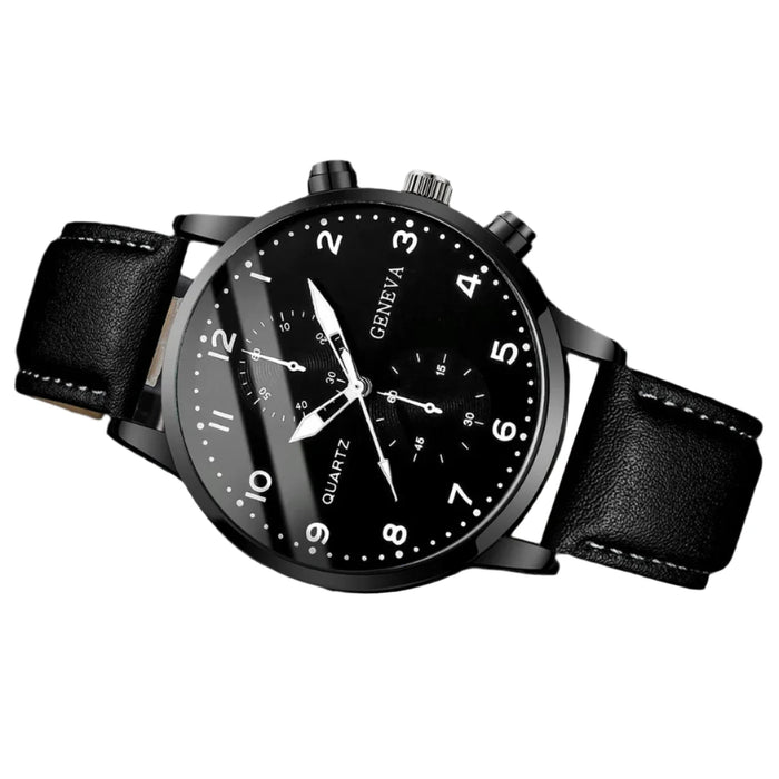 4 Piece Mens Business Watch Set Vintage Leather Bracelets