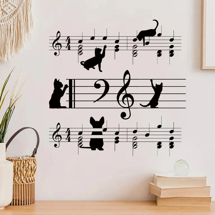 Music Cat Wall Decals For Kids Room Decor