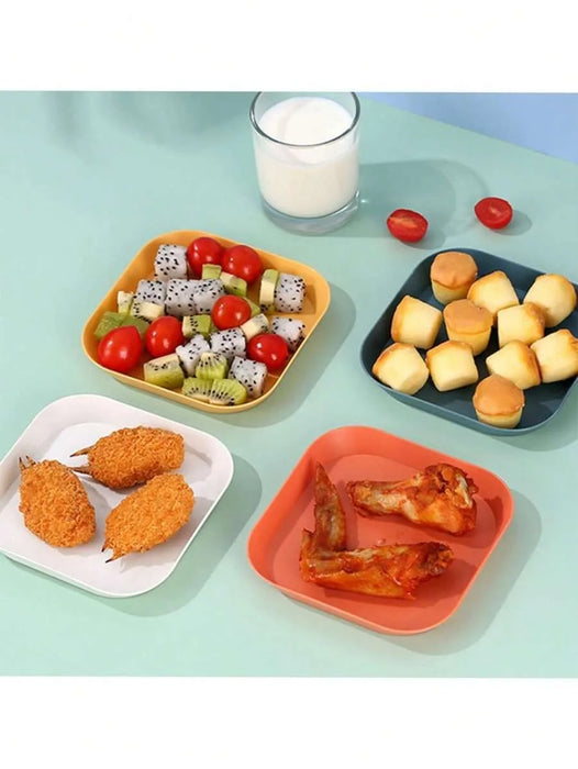 4 / 8 / 12 Piece Reusable White Plastic Square Plates Perfect For Camping Picnics And Restaurants
