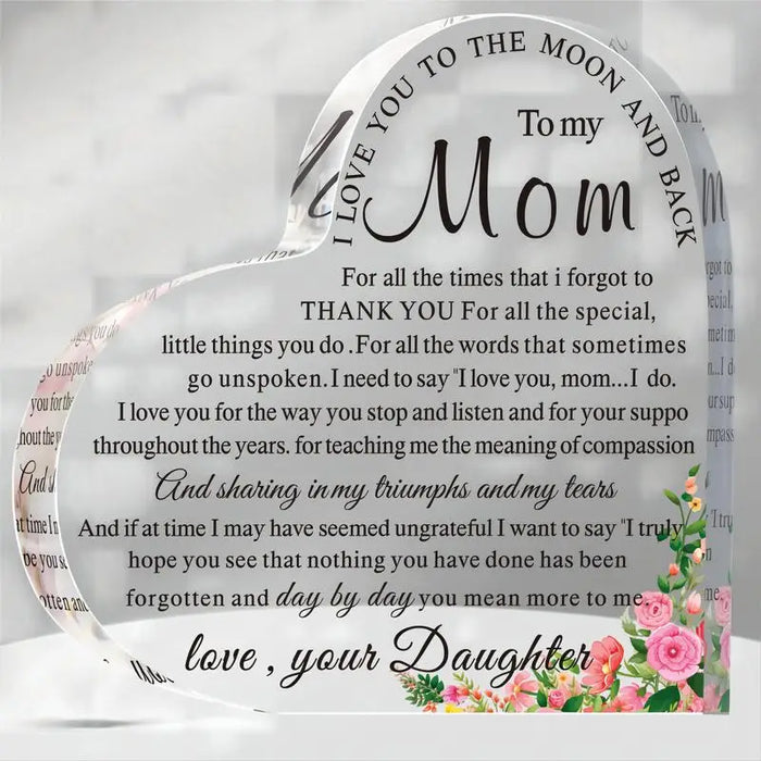 Meaningful Mom Gifts Heart Acrylic Keepsake