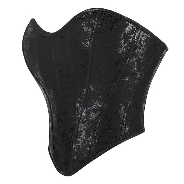 13 Women Gothic Bone-Supported Backless Bustier Pu Leather Corset Top With Back Zipper