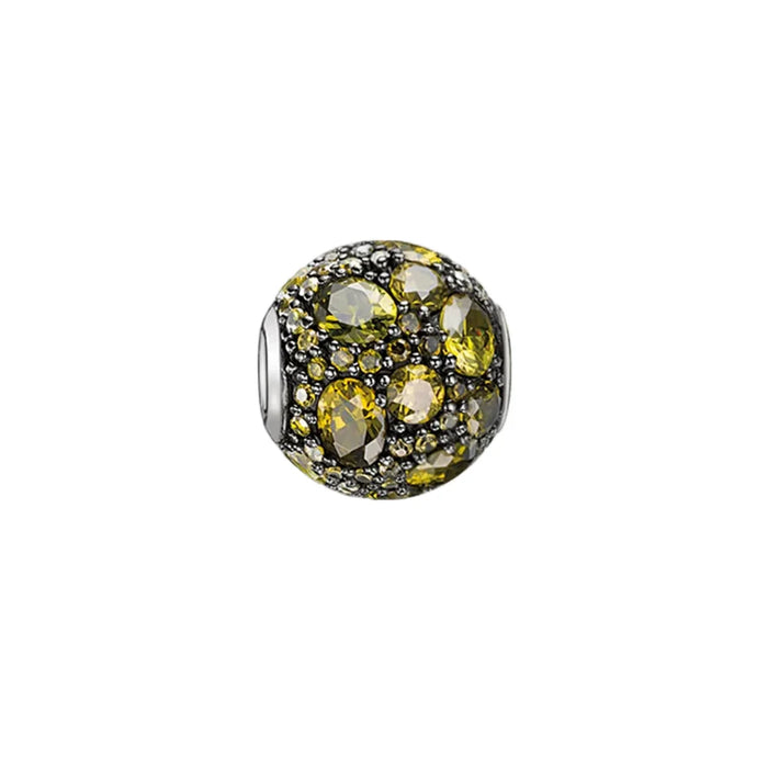 925 Sterling Silver Green Planet Bead Charm For Women