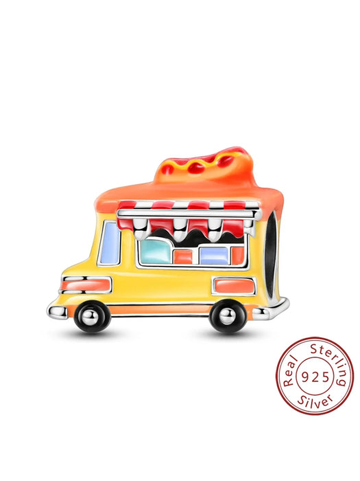 925 Sterling Silver Hot Dog Balloon Charms Fits Bracelets & Necklaces