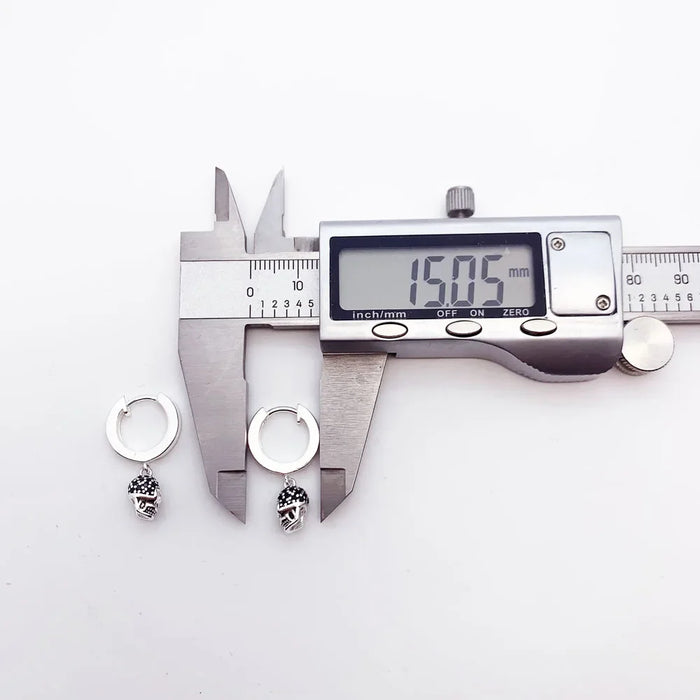 925 Sterling Silver Skull Pave Hinged Hoop Earrings Rebel Punk Jewelry For Women And Men