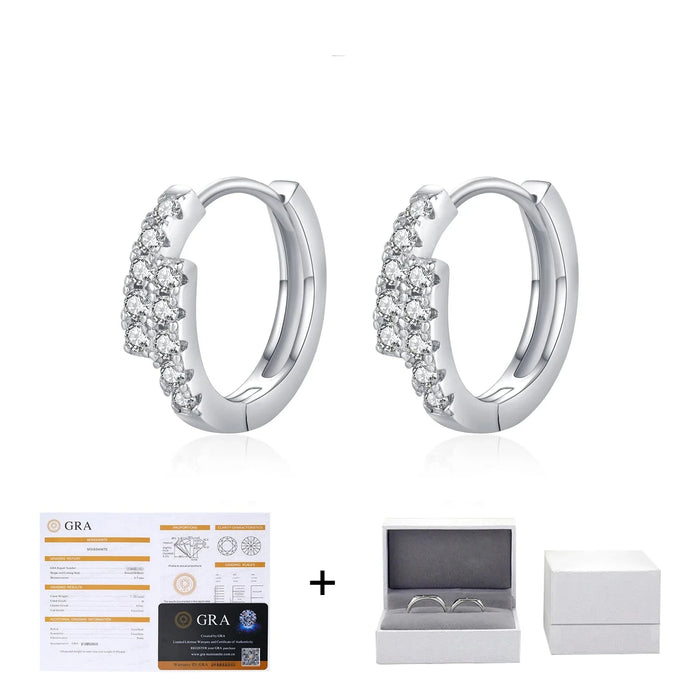 925 Sterling Silver D Colour Moissanite Double Hoop Earrings For Women