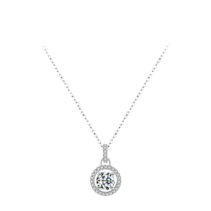 925 Sterling Silver 1Ct D Moissanite Pendant Necklace Wedding Jewelry