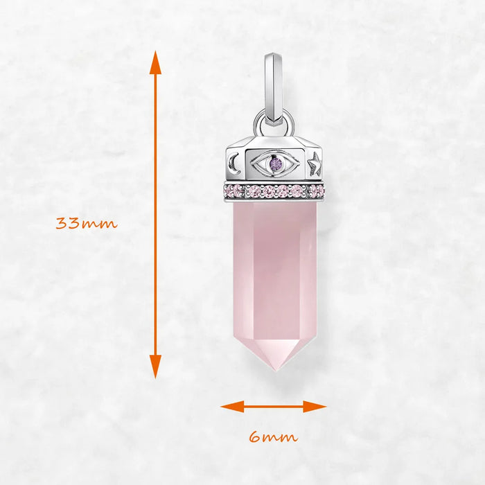 925 Sterling Silver Rose Quartz Hexagonal Pendant Romantic Gift