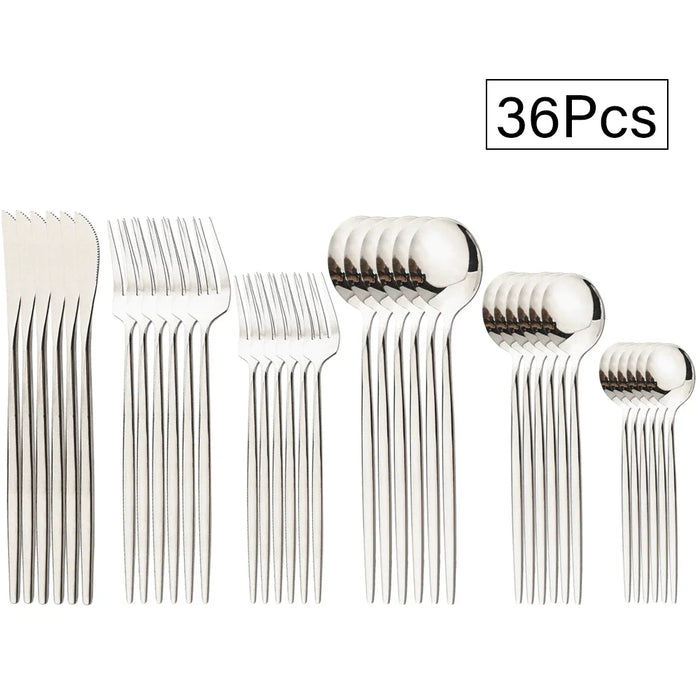 36 Piece Stainless Steel Flatware Set For Elegant Dining