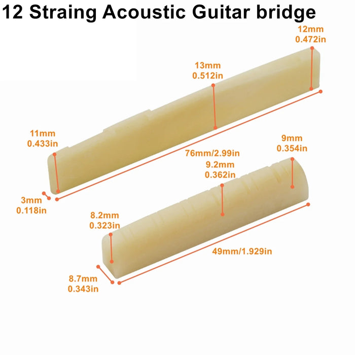 Real Bone Bridge & Saddle For 6 12 String Guitars