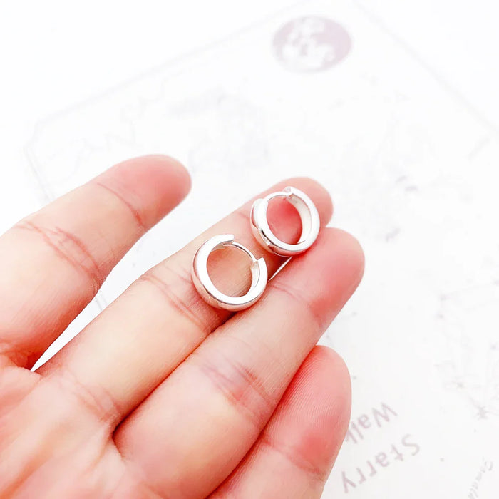 925 Sterling Silver Hinged Hoop Earrings Classic Creole Style For Women