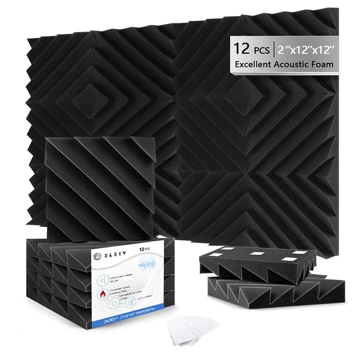 12 Pieces Soundproof Foam Panels For Door Wall Home Office Sound Absorption Treatment Wedges