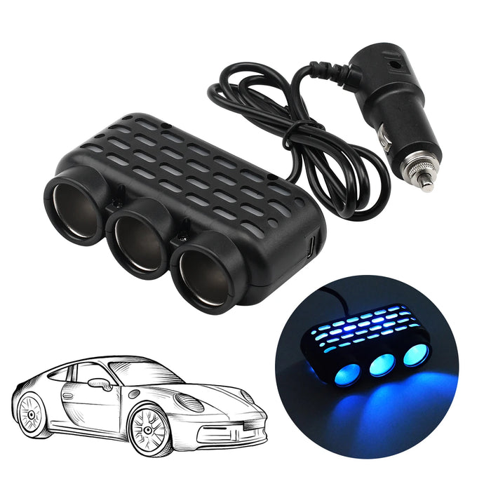 128W Car Charger Splitter 5 In 1 Pd Qc3.0 Dual Usb Socket Fast Charge 12V 24V Phone Power Adapter