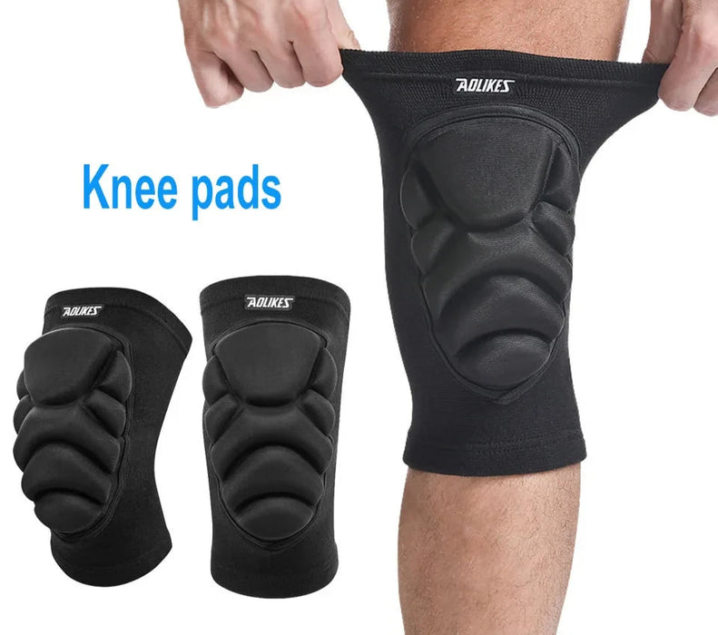 Pair of Thick Sponge Knee Elbow Pads Work Basketball Wrestling Football Volleyball Cycling
