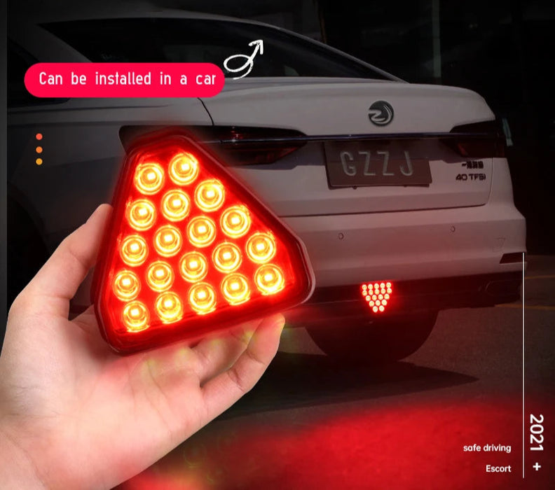 Universal 12V Led Car Brake Tail Light Red Triangle Reversing Stop Flash Warning Fog Lights