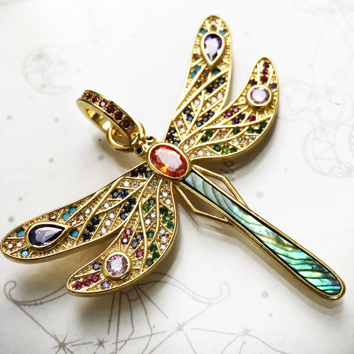 925 Sterling Silver Boho Dragonfly Pendant Colourful Spring Jewelry For Women