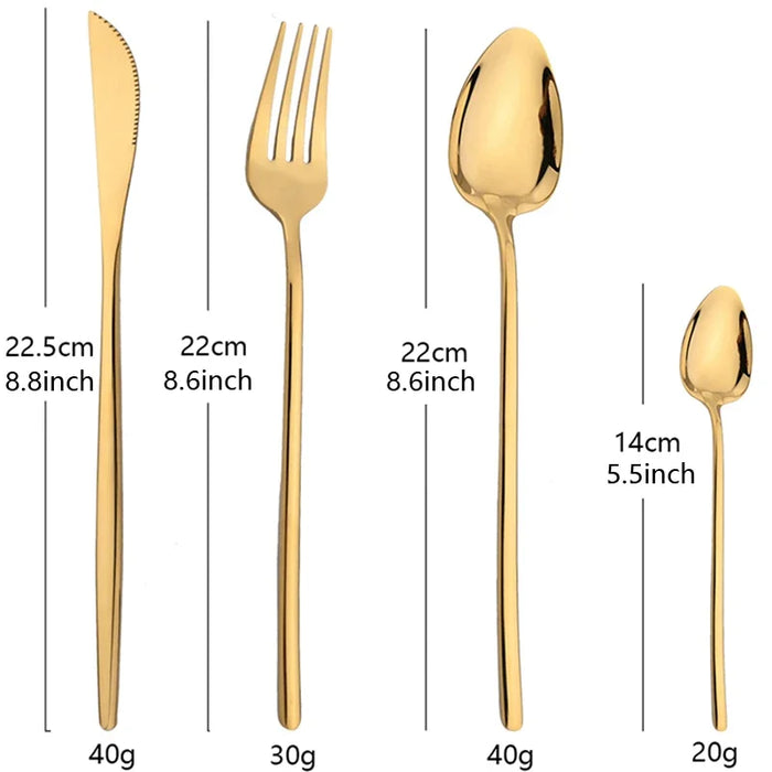 24 Piece Gold Stainless Steel Cutlery Set For Dining And Kitchen Use