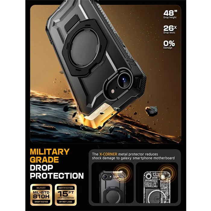 For Iphone 16E 6.1" Ub Grip Heavy Duty Shockproof Magnetic Phone Case With Camera Case & Kickstand